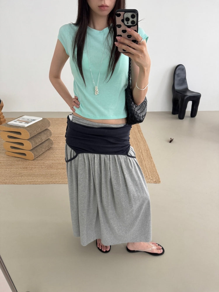 美色飛袖細節修身上衣
