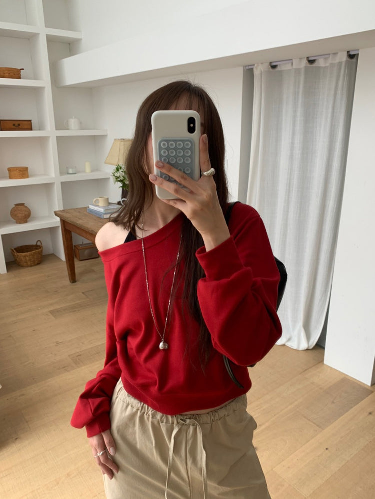 美肩U領修腰上衣