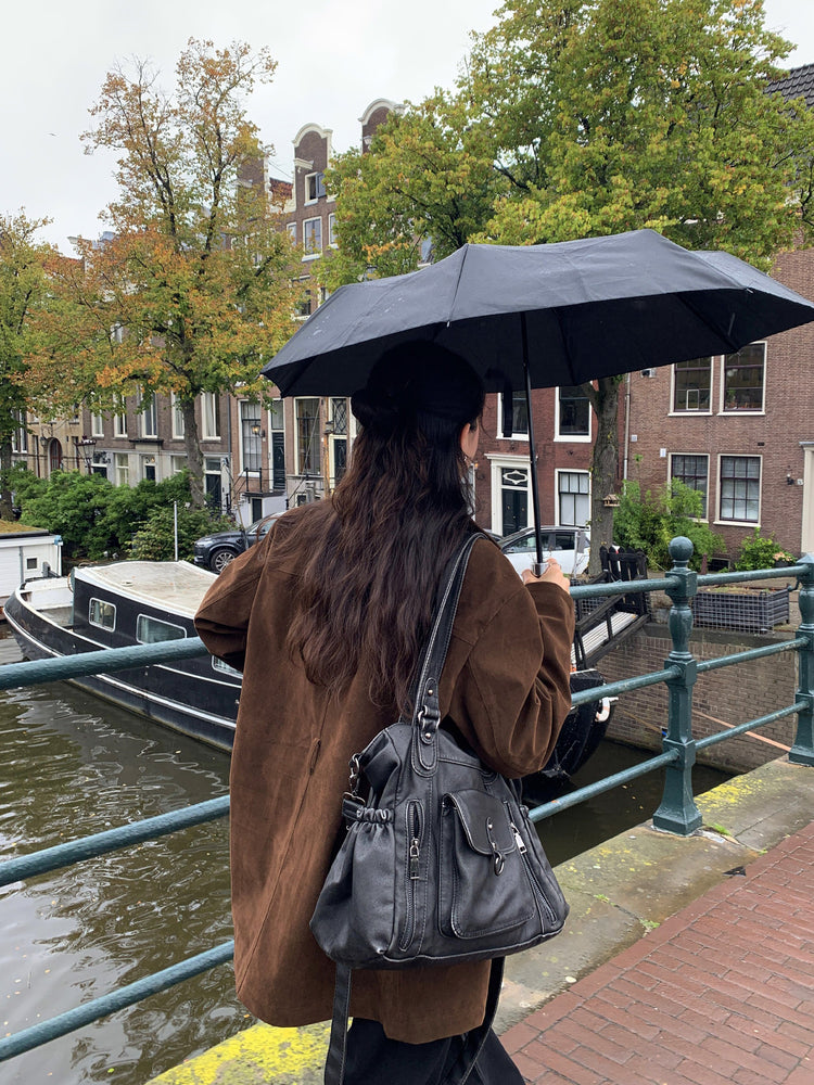 皮質/麂皮質感綁帶西外