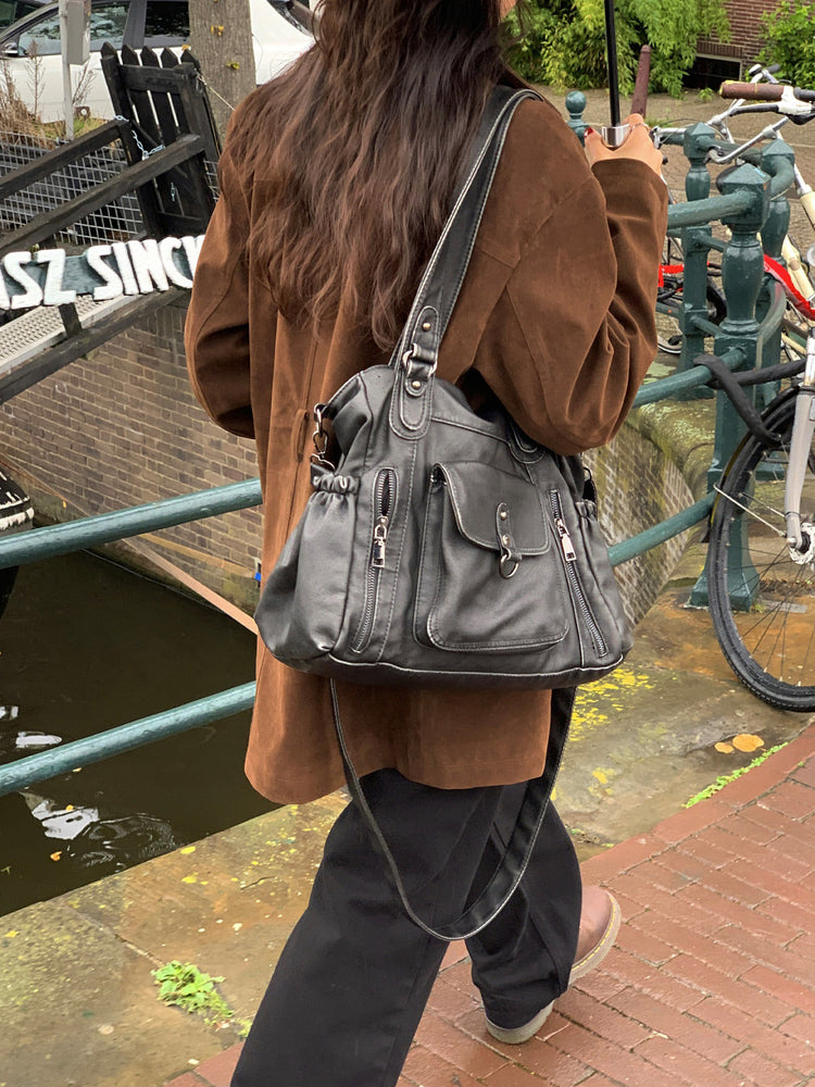 皮質/麂皮質感綁帶西外