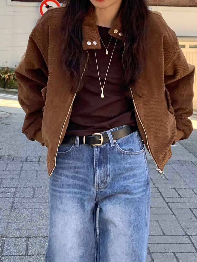 復古美刷色側前壓線細節牛仔褲