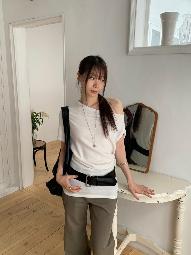 美肩堆堆細節修身上衣
