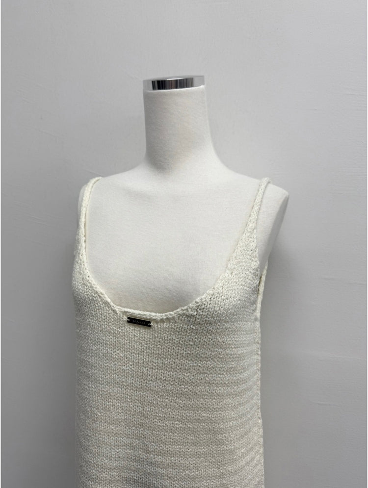 鐵扣細節縷空針織連身裙