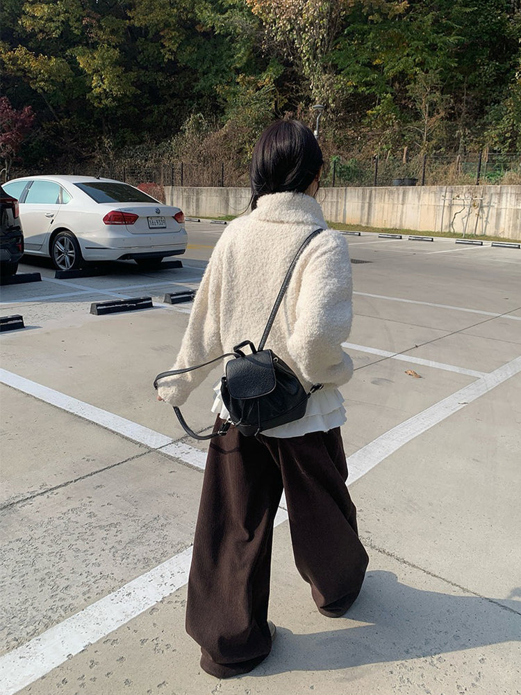 圈毛可立領排鈕針織外套