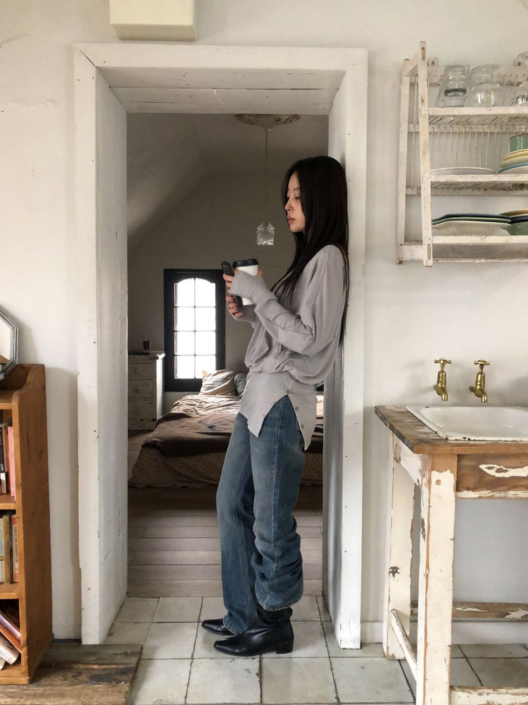 美肩側開叉指扣細節修腰連身裙