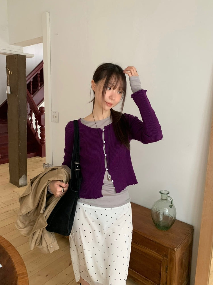 花邊排鈕顯瘦針織外套