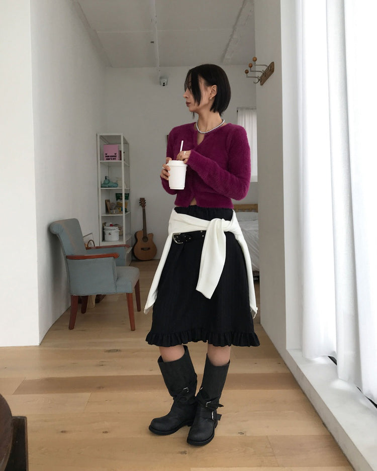 美色圓領排鈕針織外套