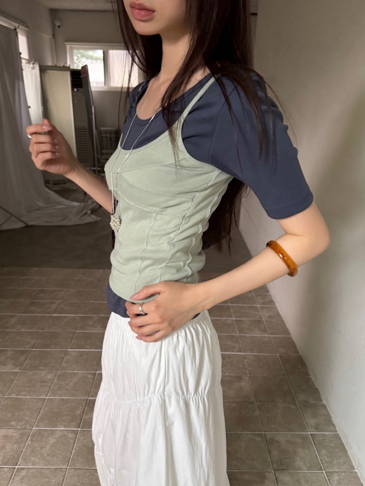 美色U領修身上衣