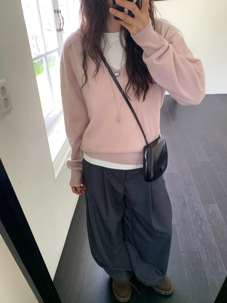 羊毛基礎束口針織上衣