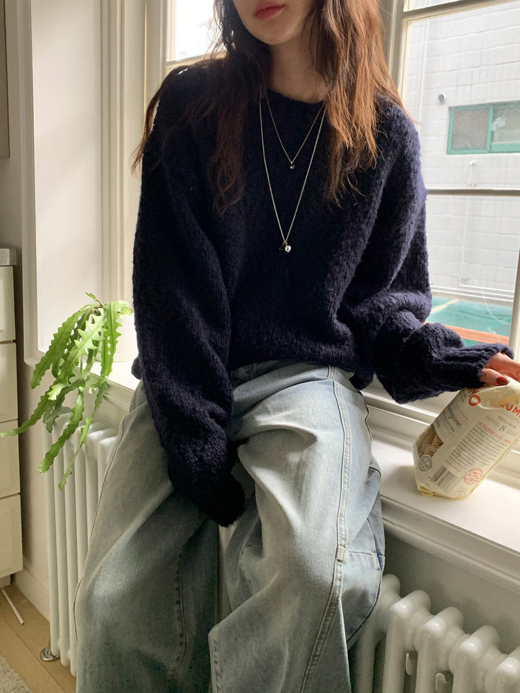 弧形側壓線廓形牛仔褲