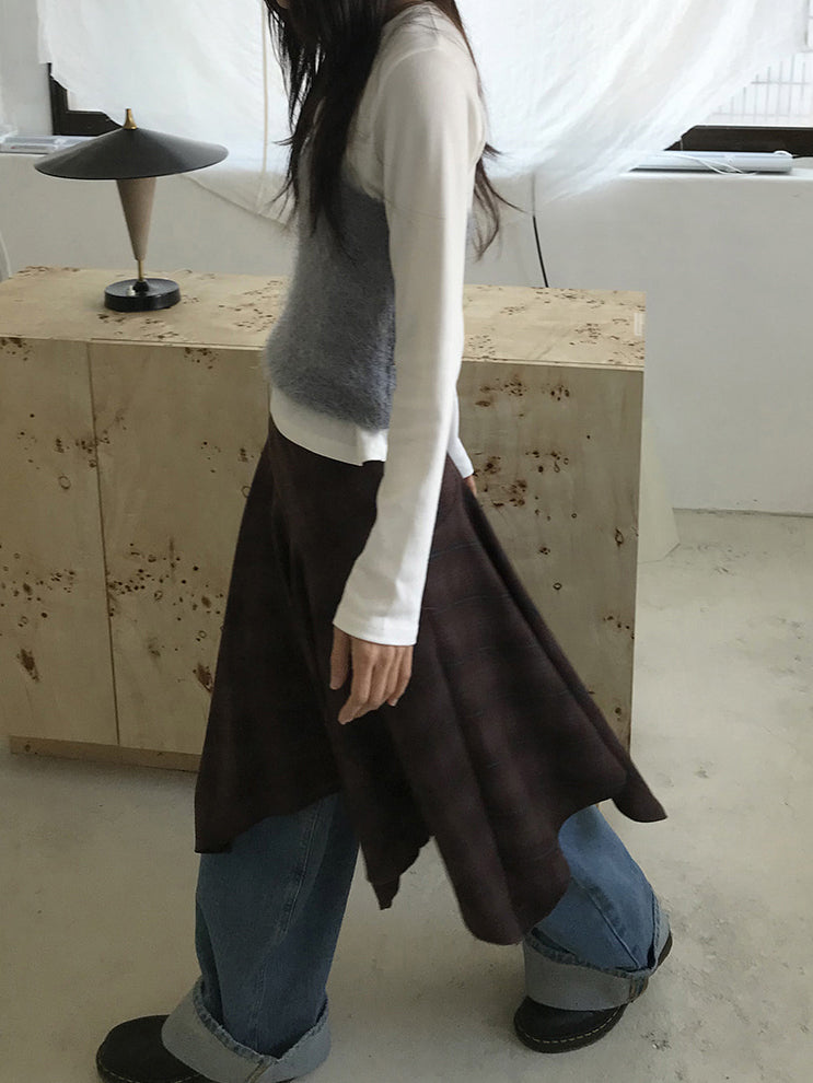 格紋不規則下擺半裙