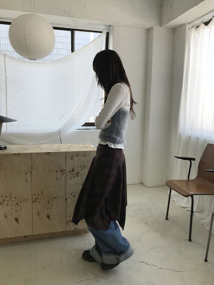 格紋不規則下擺半裙