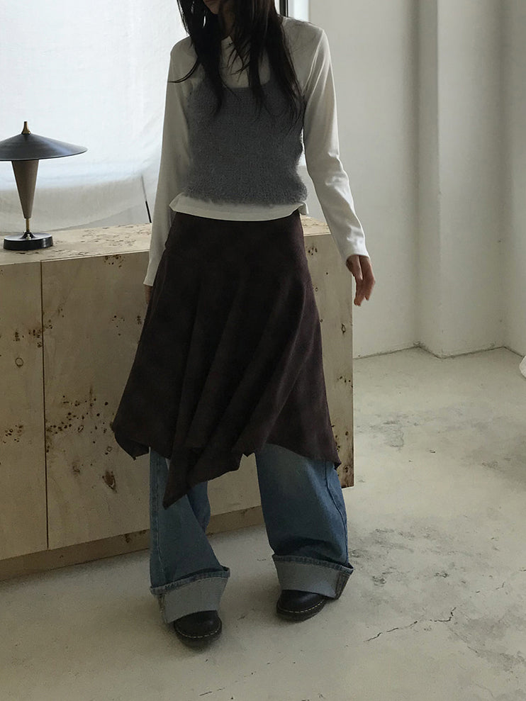 格紋不規則下擺半裙