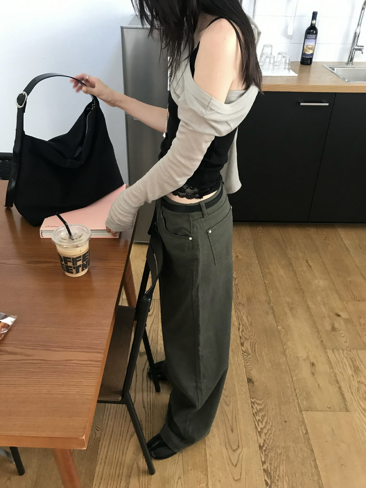 美色極簡低腰修身直褲