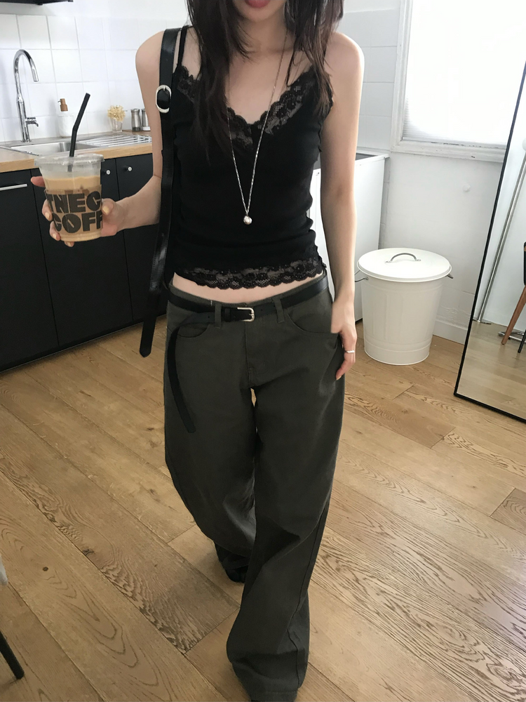 美色極簡低腰修身直褲