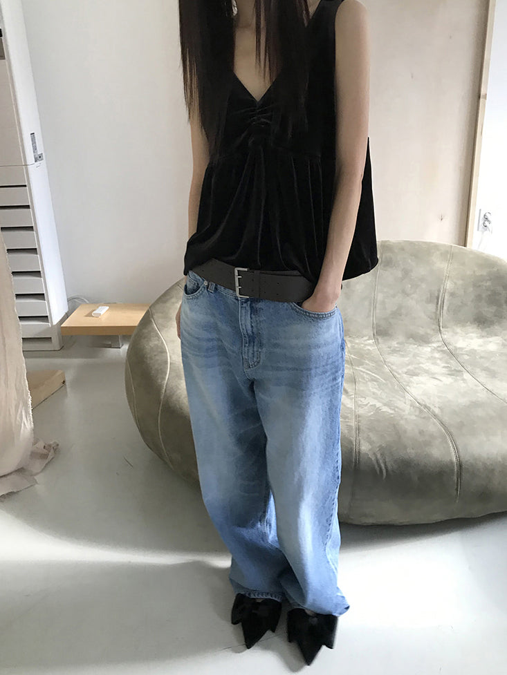 經典蝴蝶結絲絨質感尖頭鞋