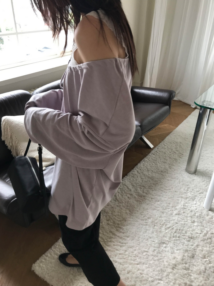 美肩抽繩寬鬆休閒上衣