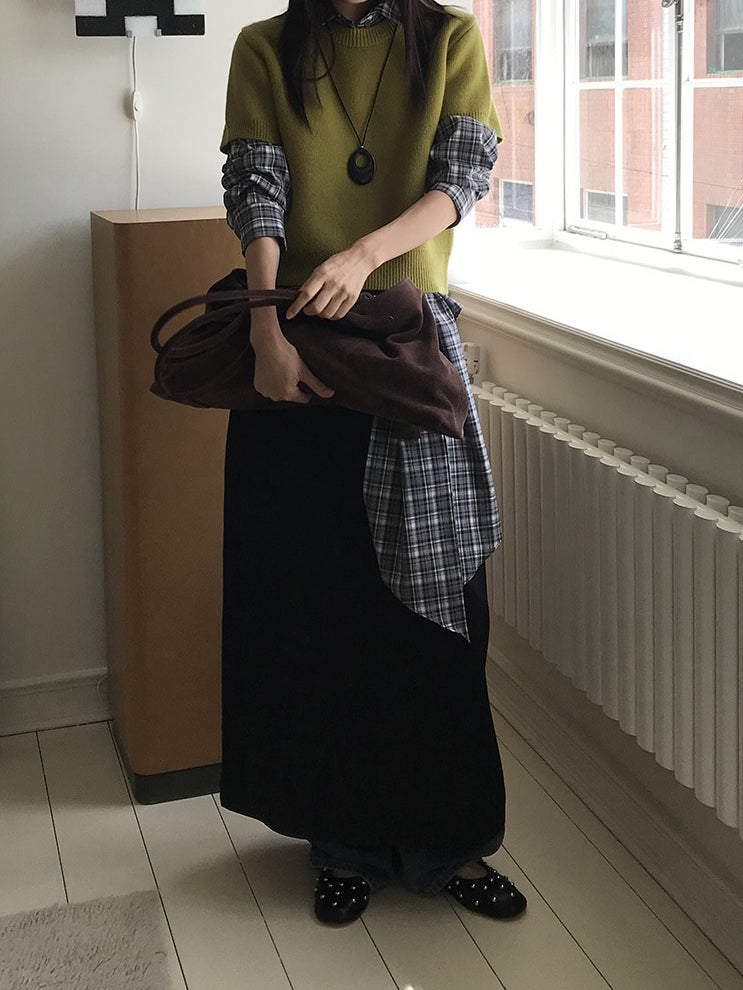 美色霧光澤感及踝裙