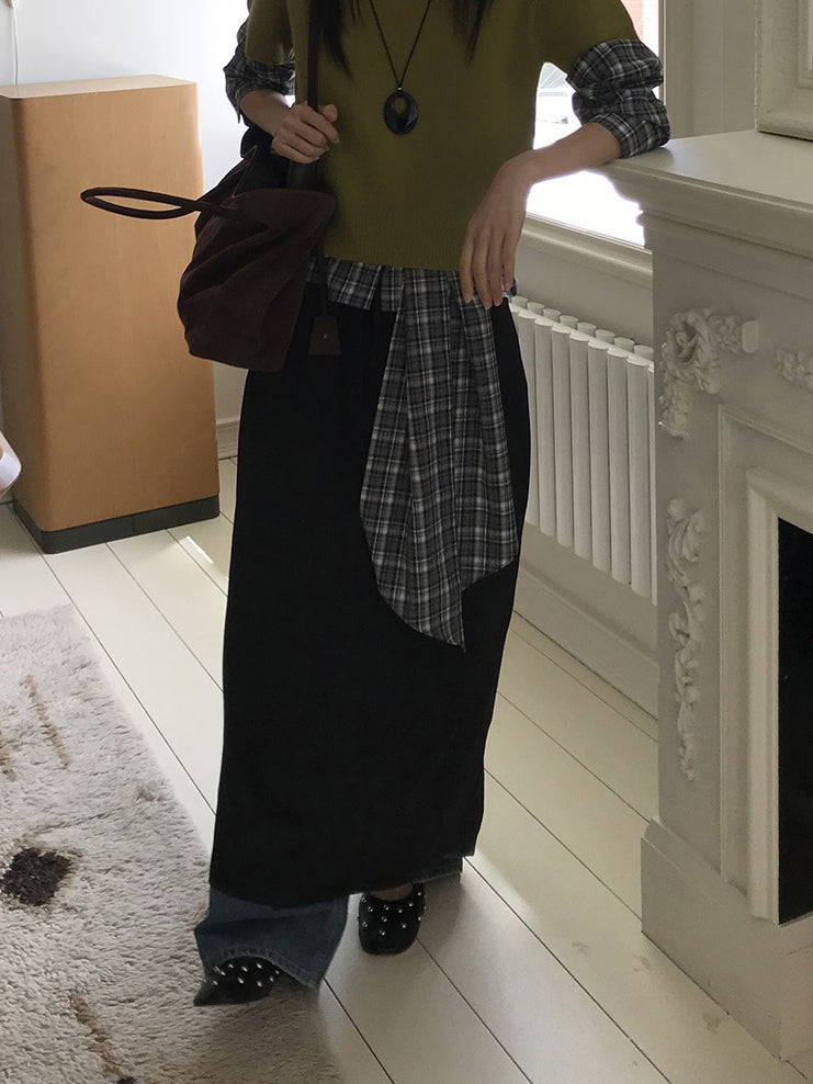 美色霧光澤感及踝裙