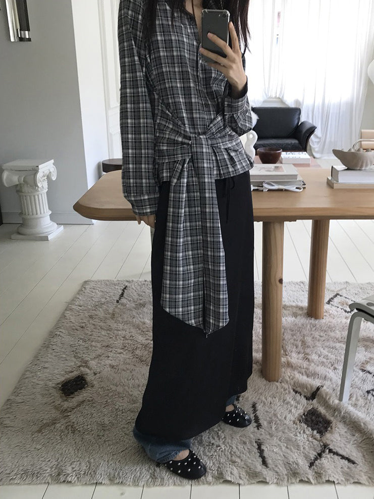 美色霧光澤感及踝裙