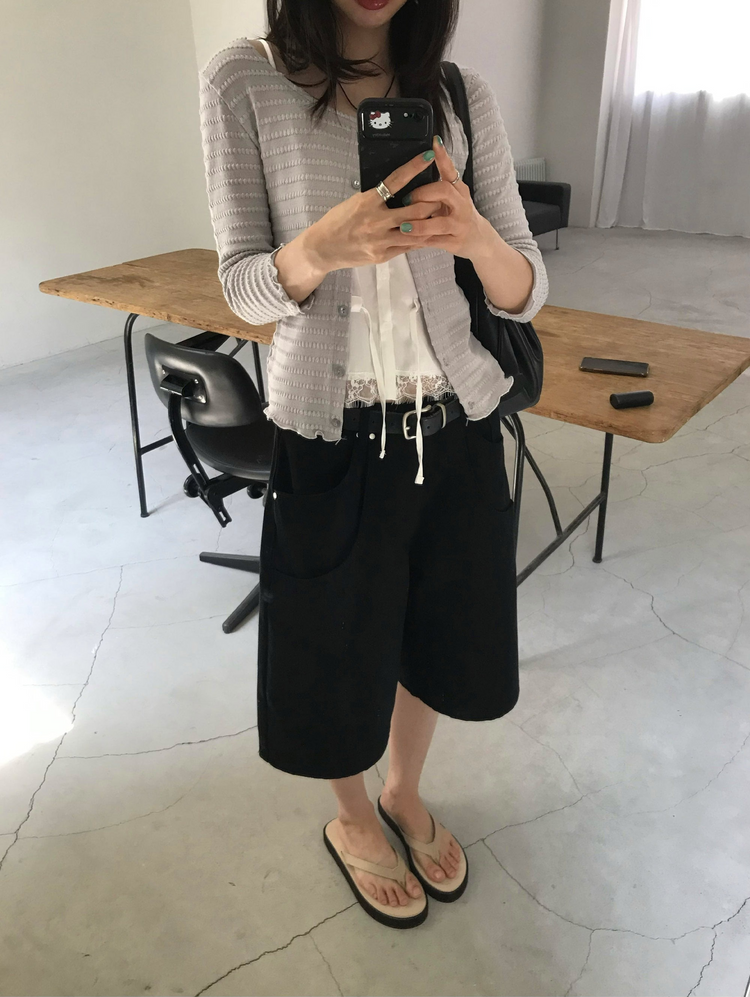 雙層口袋設計感細節六分褲