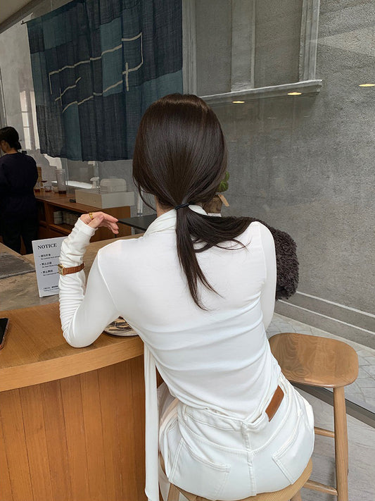 交疊領巾細節修身上衣