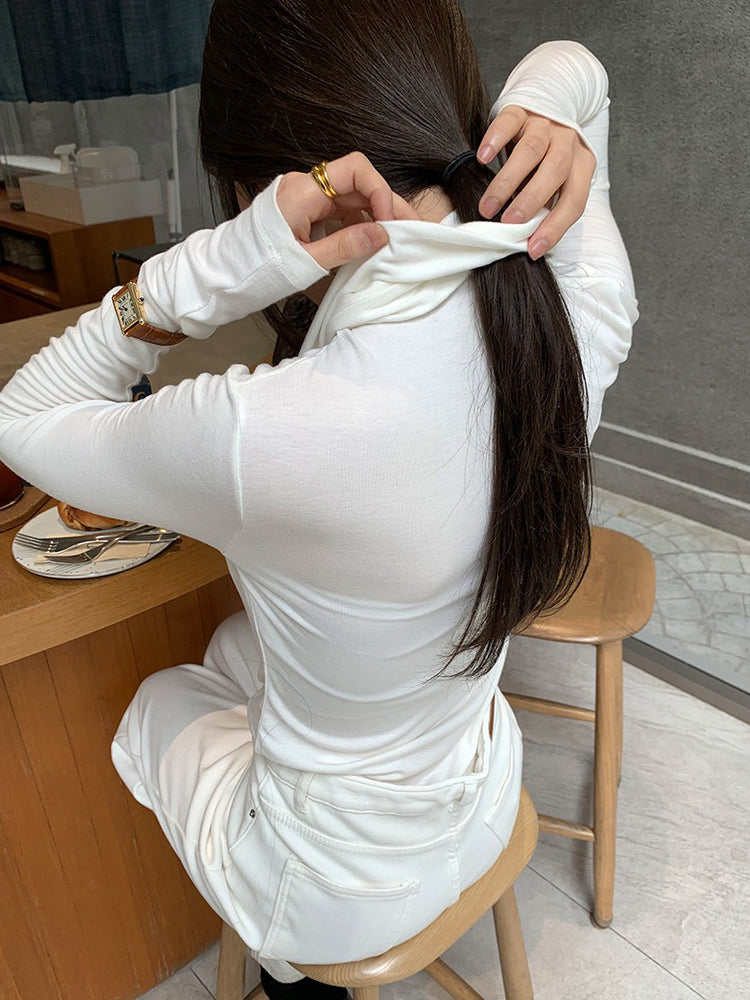 交疊領巾細節修身上衣