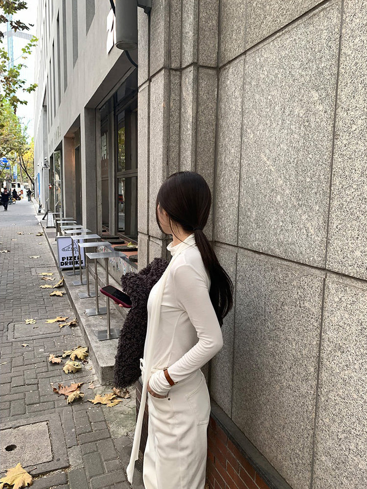 交疊領巾細節修身上衣