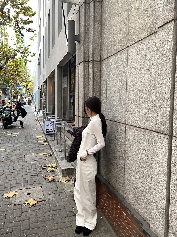 交疊領巾細節修身上衣