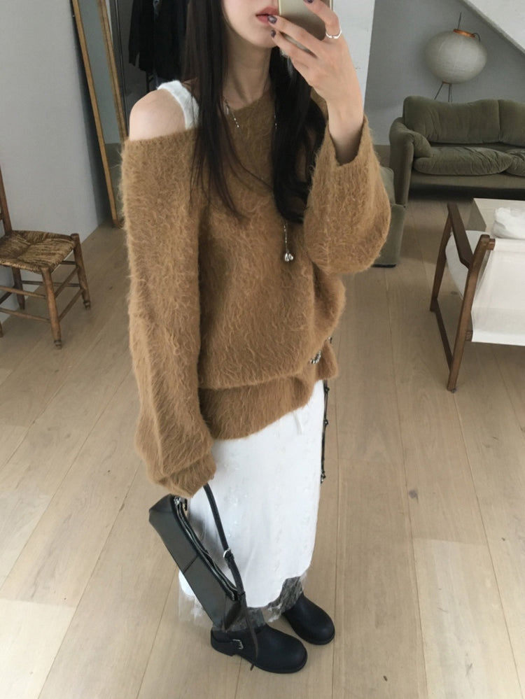 美肩毛流質感寬鬆毛衣