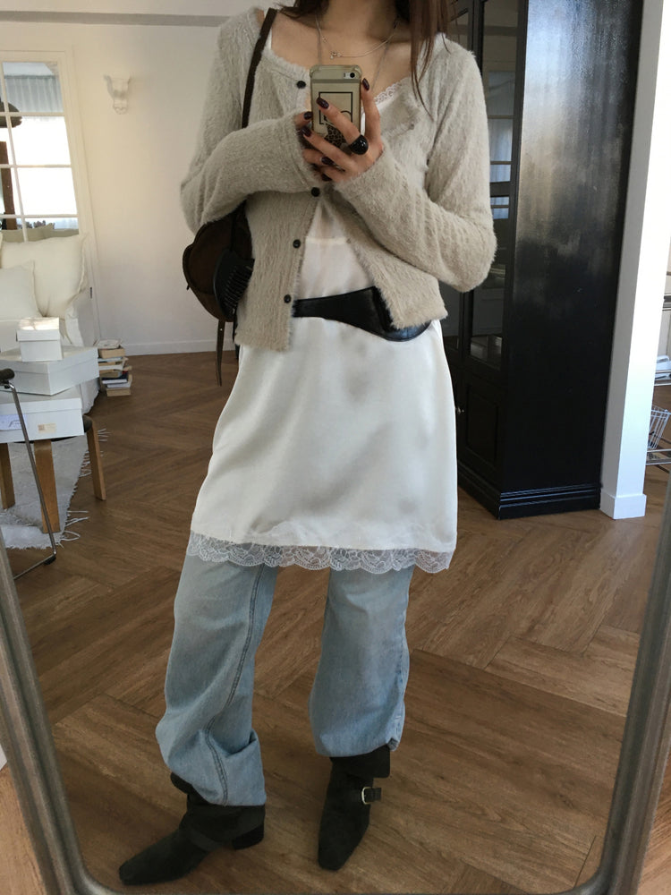 霧光蕾絲邊連身裙