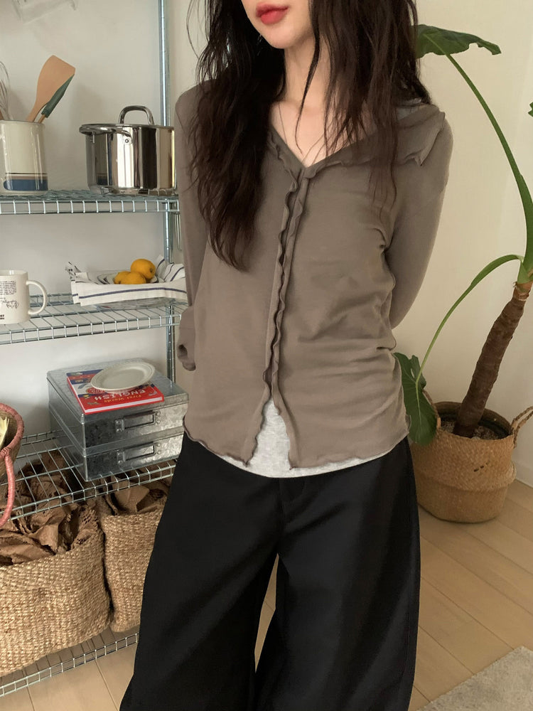 側壓線弧形細節廓形西褲