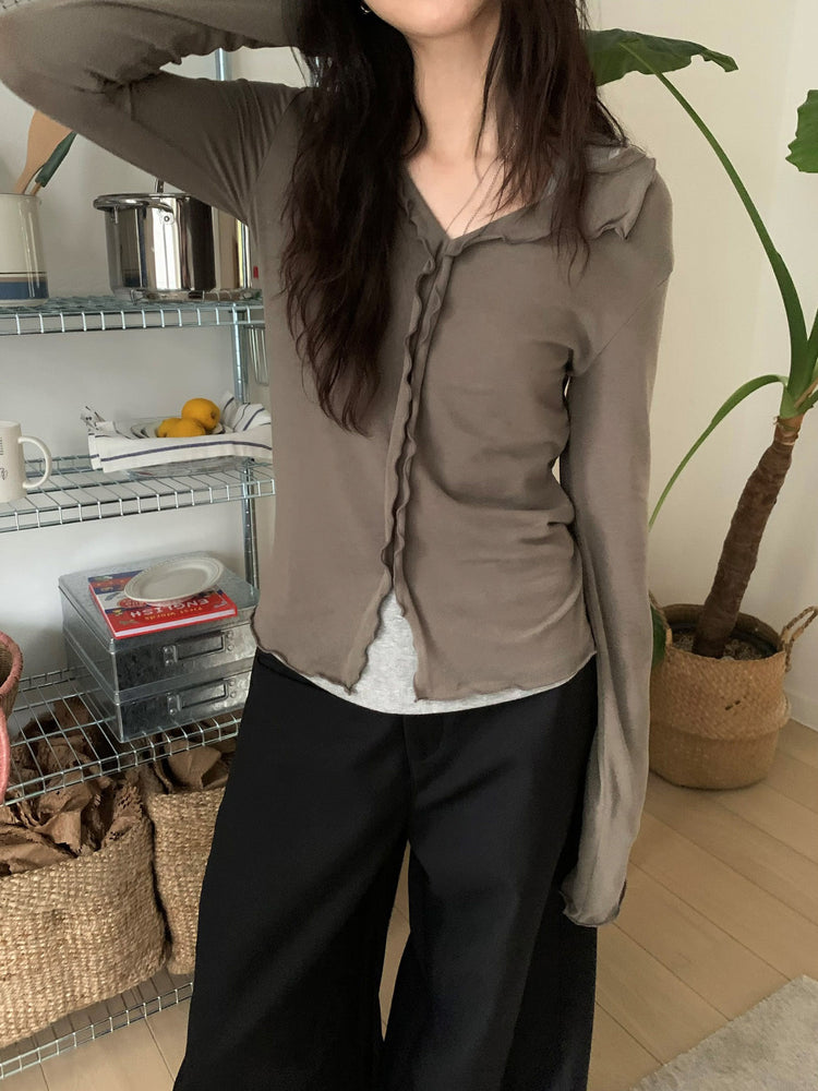 側壓線弧形細節廓形西褲