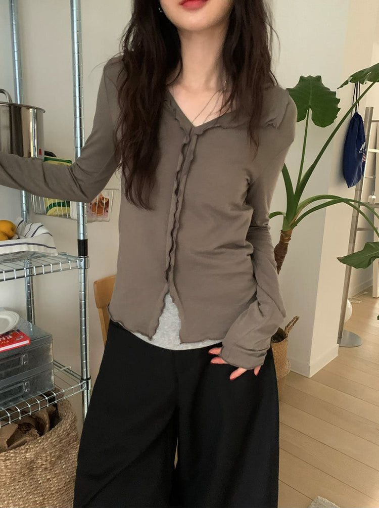 側壓線弧形細節廓形西褲