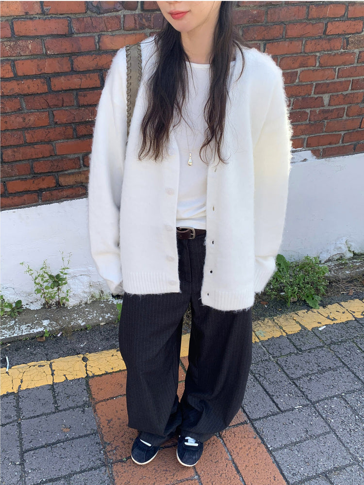 Fw ver.條紋側壓褶細節直褲