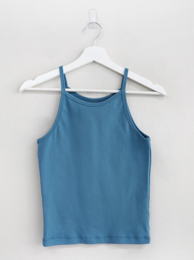 美色削肩細帶背心