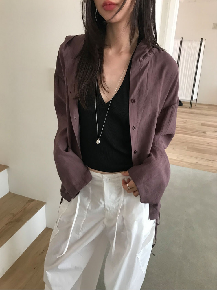 掛脖深V修腰上衣