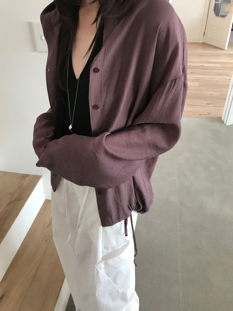 掛脖深V修腰上衣