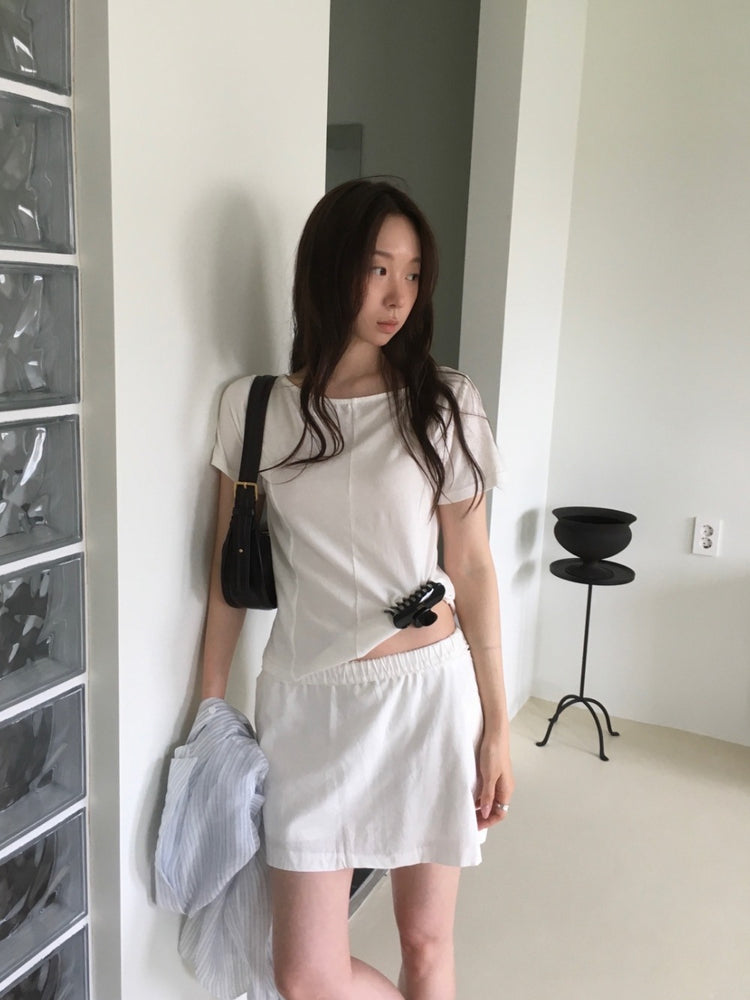 美色船領壓線細節上衣