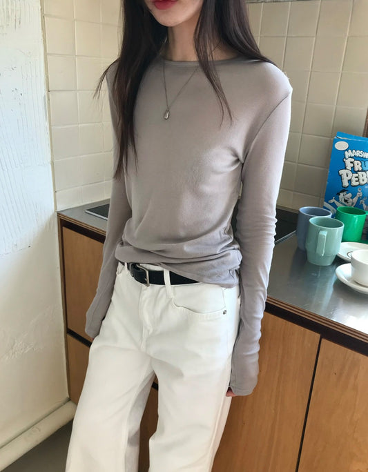 微透美色後開叉上衣