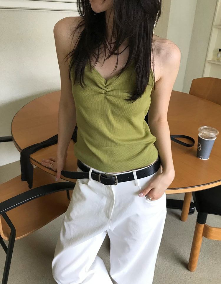 抓皺壓線掛脖背心