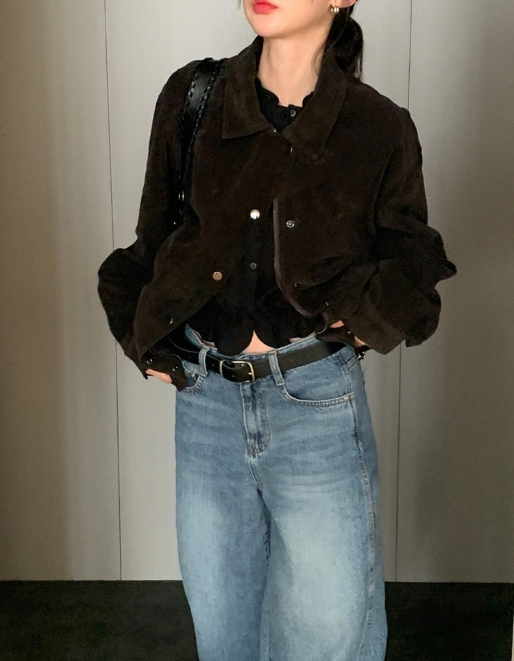 (現)美色磨砂皮質感外套