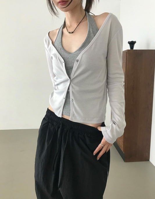 深V坑紋排鈕外套
