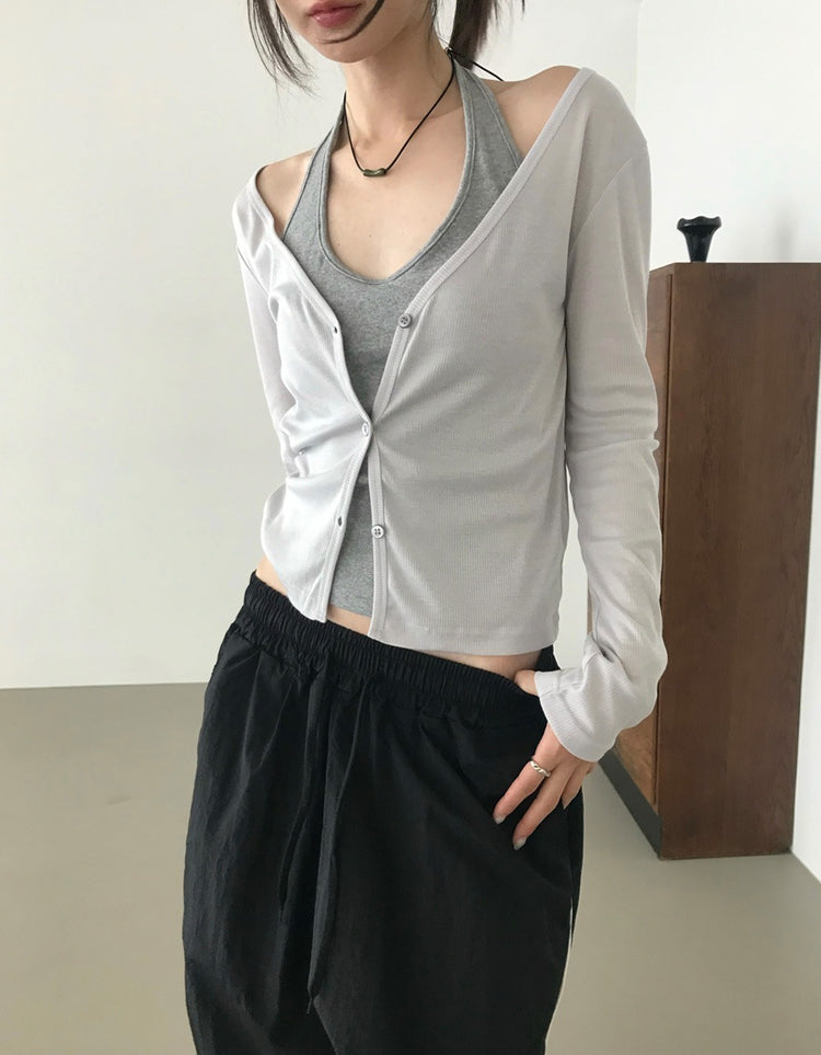 深V坑紋排鈕外套