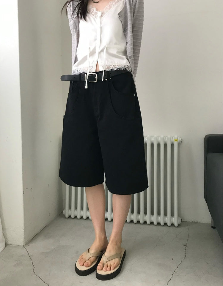 雙層口袋設計感細節六分褲