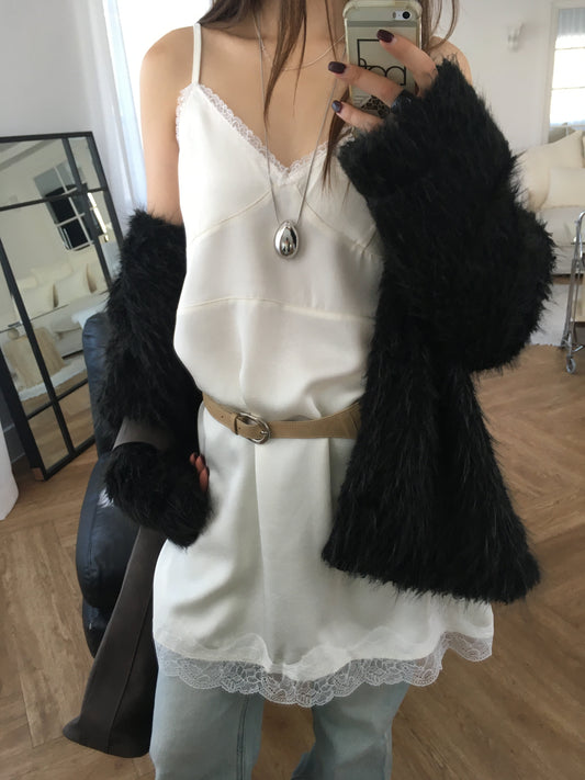 霧光蕾絲邊連身裙