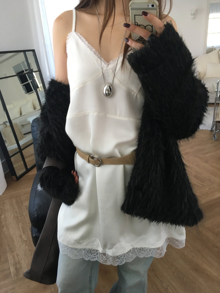 霧光蕾絲邊連身裙