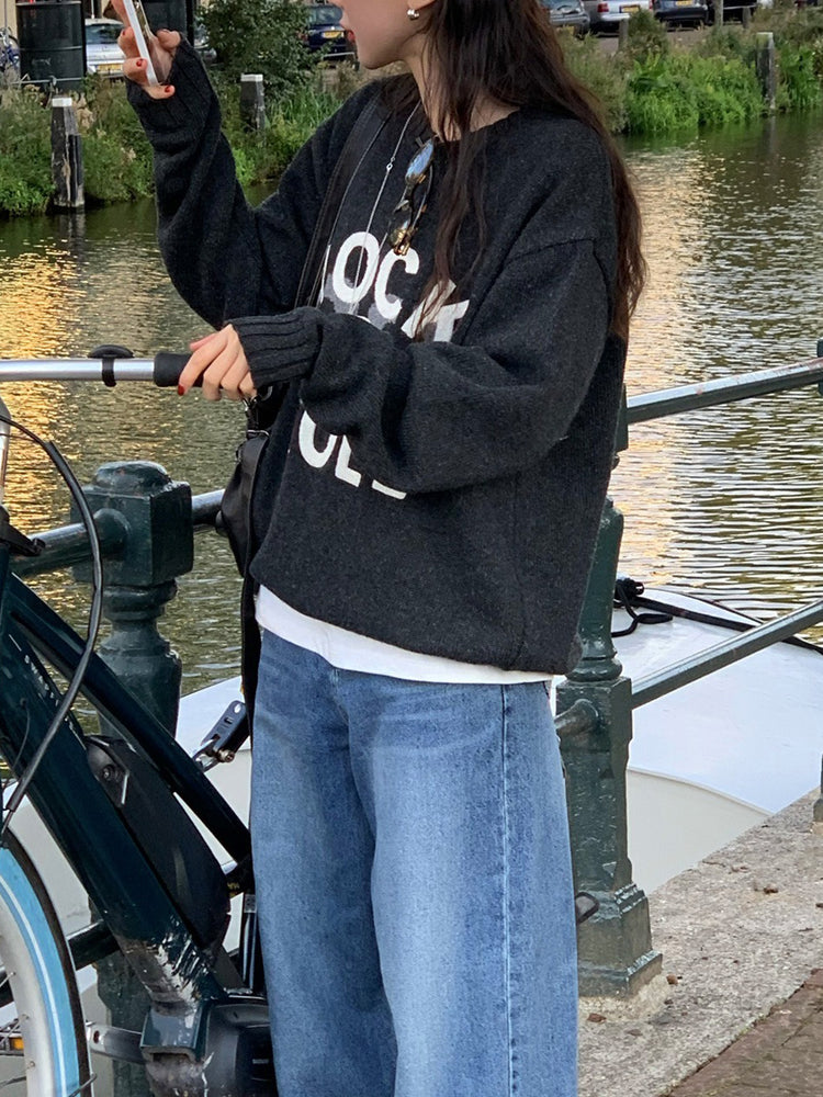 高質字母印花針織毛衣