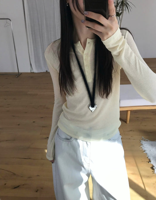 微透美色亨利領修身上衣