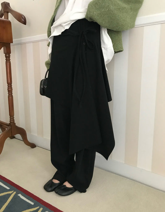 不規則綁帶細節兩件式裙褲